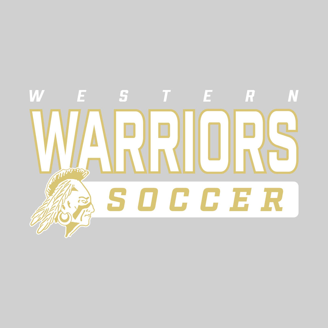 Western Warriors - Soccer - Outlined Mascot Name with Mascot &amp; Soccer