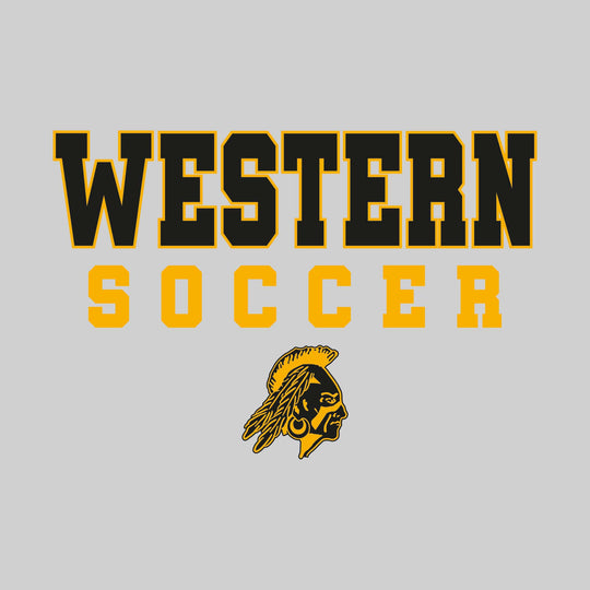 Western Warriors - Soccer - Outlined School Name with Soccer &amp; Mascot