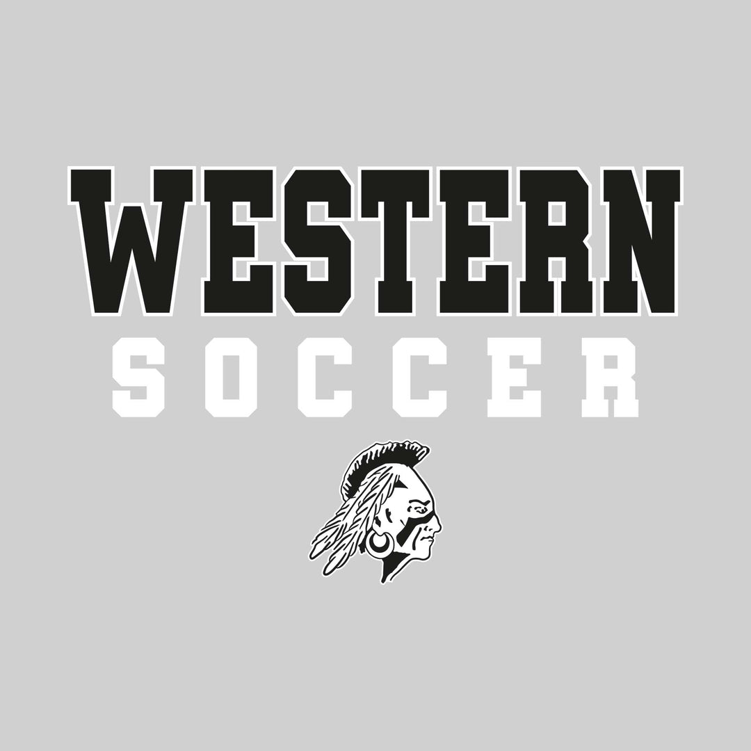 Western Warriors - Soccer - Outlined School Name with Soccer &amp; Mascot