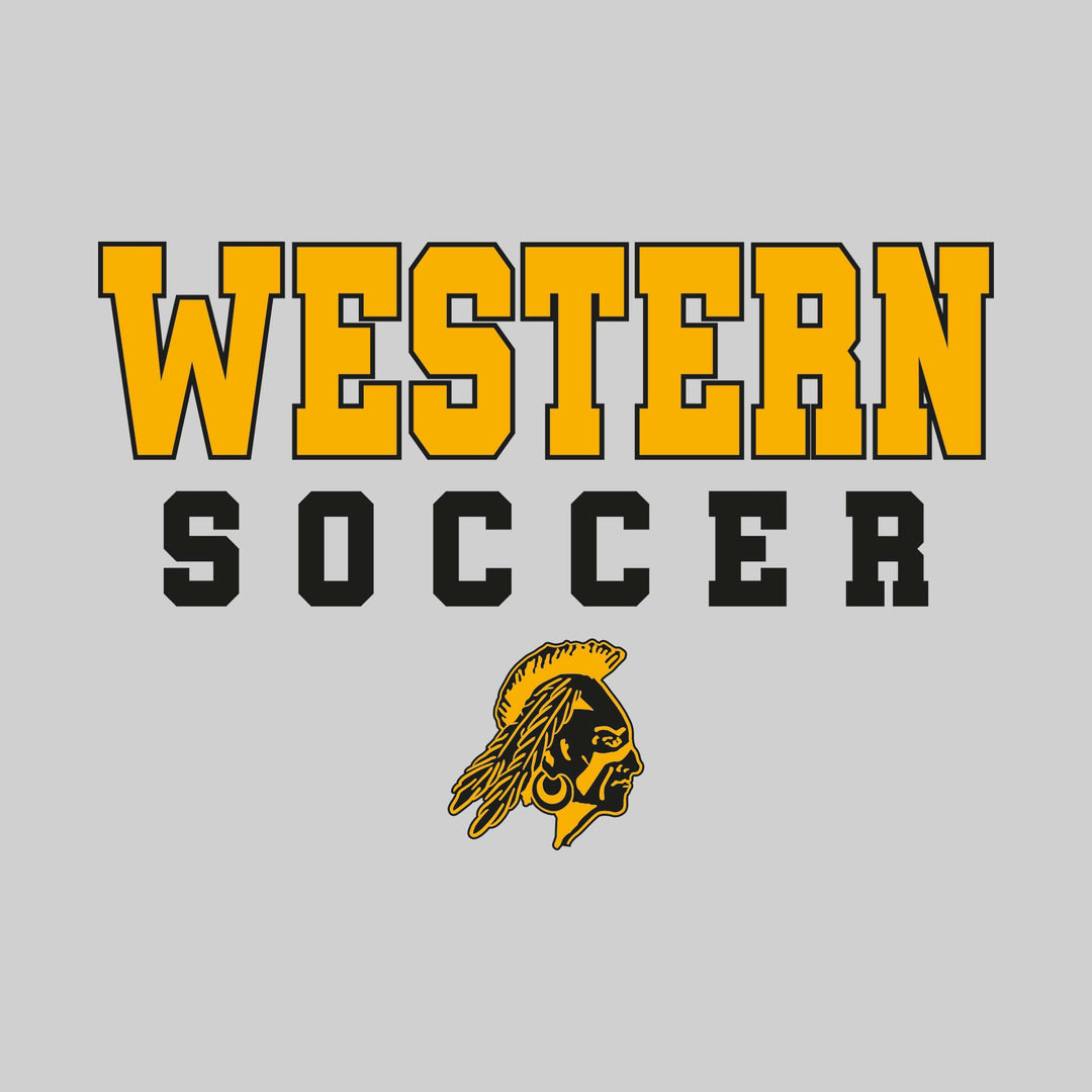 Western Warriors - Soccer - Outlined School Name with Soccer &amp; Mascot
