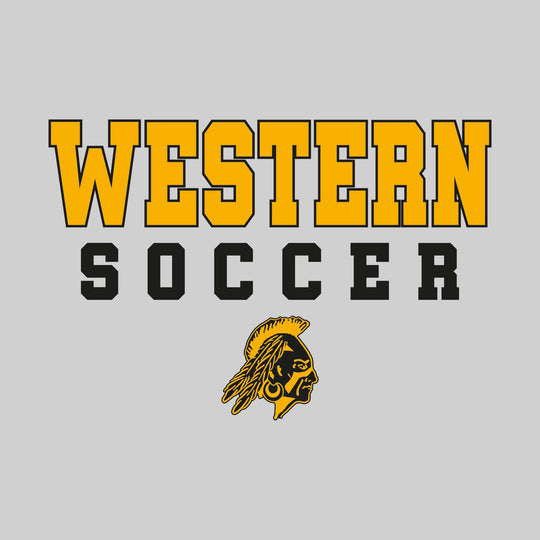 Western Warriors - Soccer - Outlined School Name with Soccer &amp; Mascot