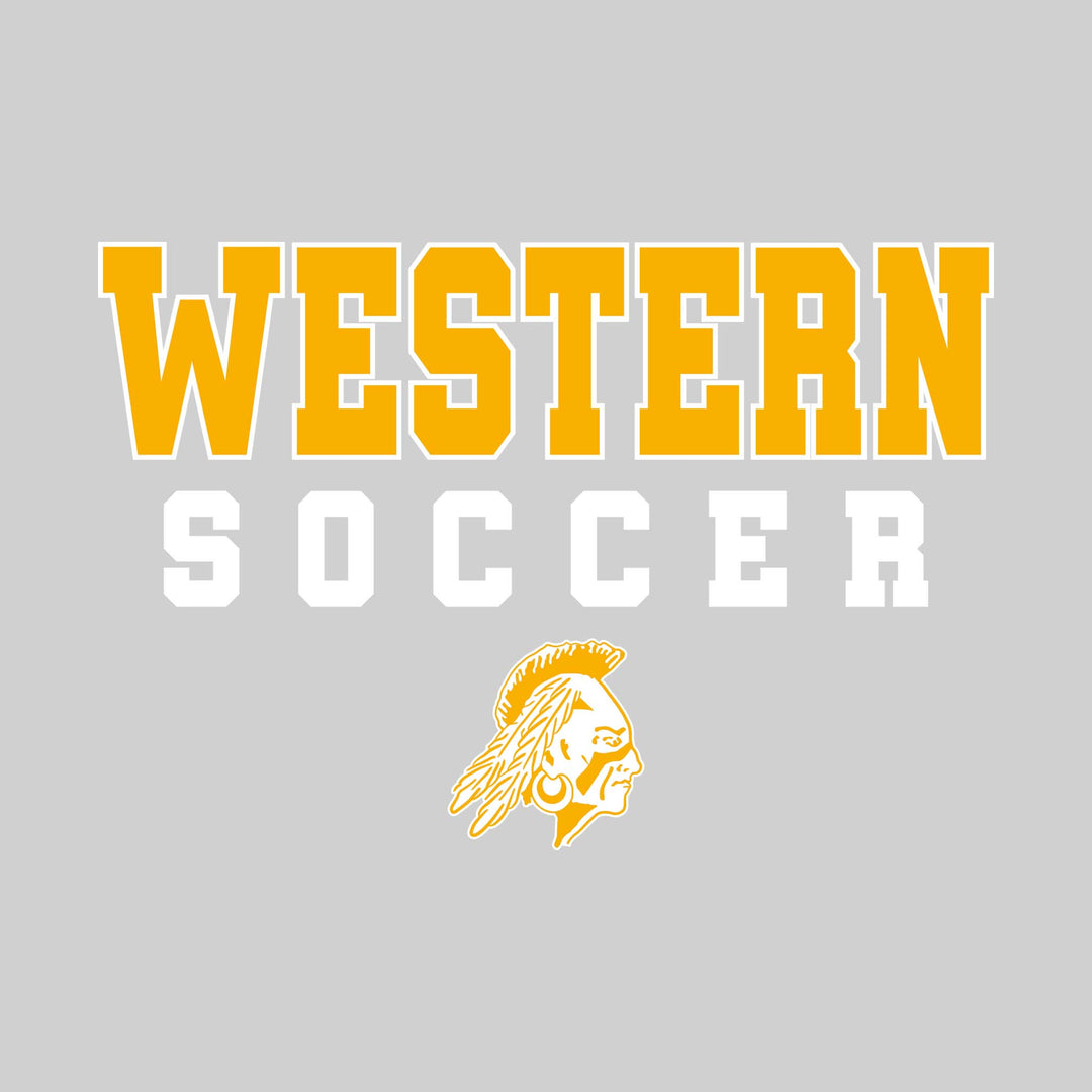 Western Warriors - Soccer - Outlined School Name with Soccer &amp; Mascot