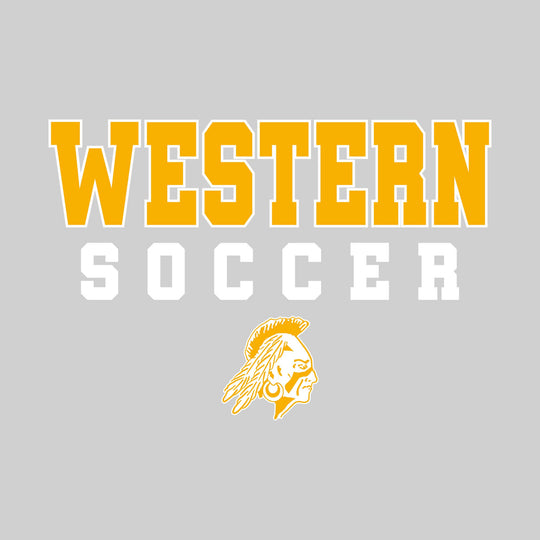 Western Warriors - Soccer - Outlined School Name with Soccer &amp; Mascot