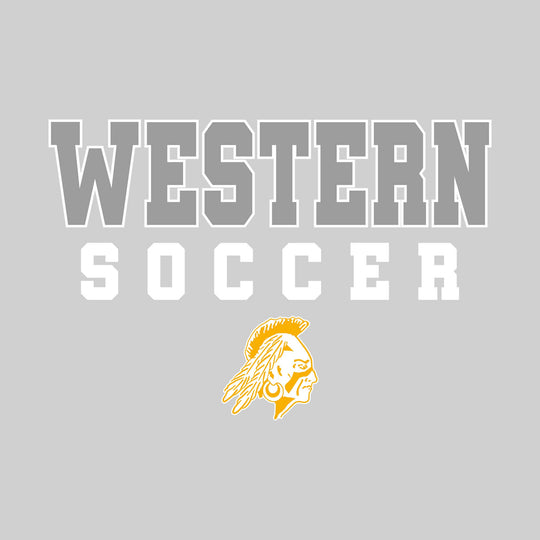 Western Warriors - Soccer - Outlined School Name with Soccer &amp; Mascot
