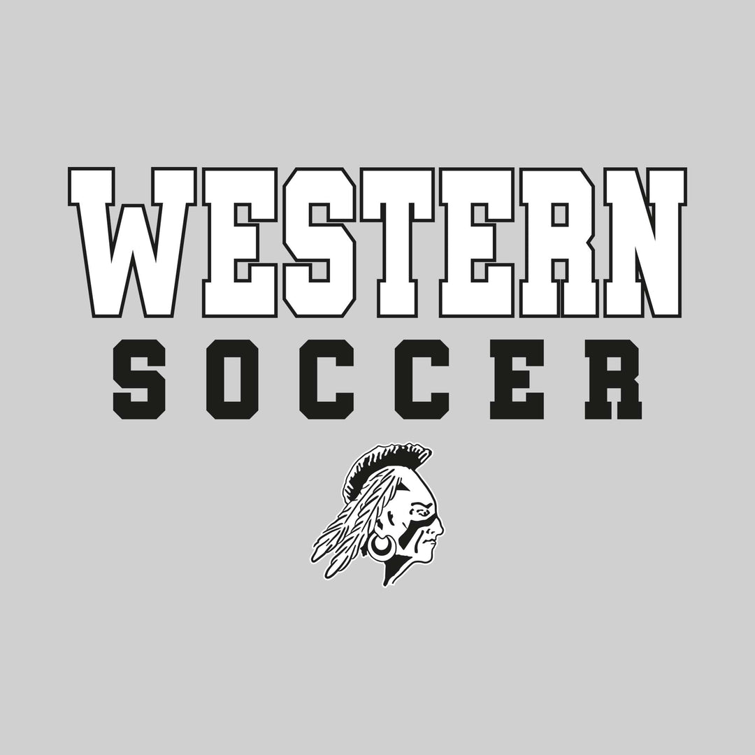 Western Warriors - Soccer - Outlined School Name with Soccer &amp; Mascot