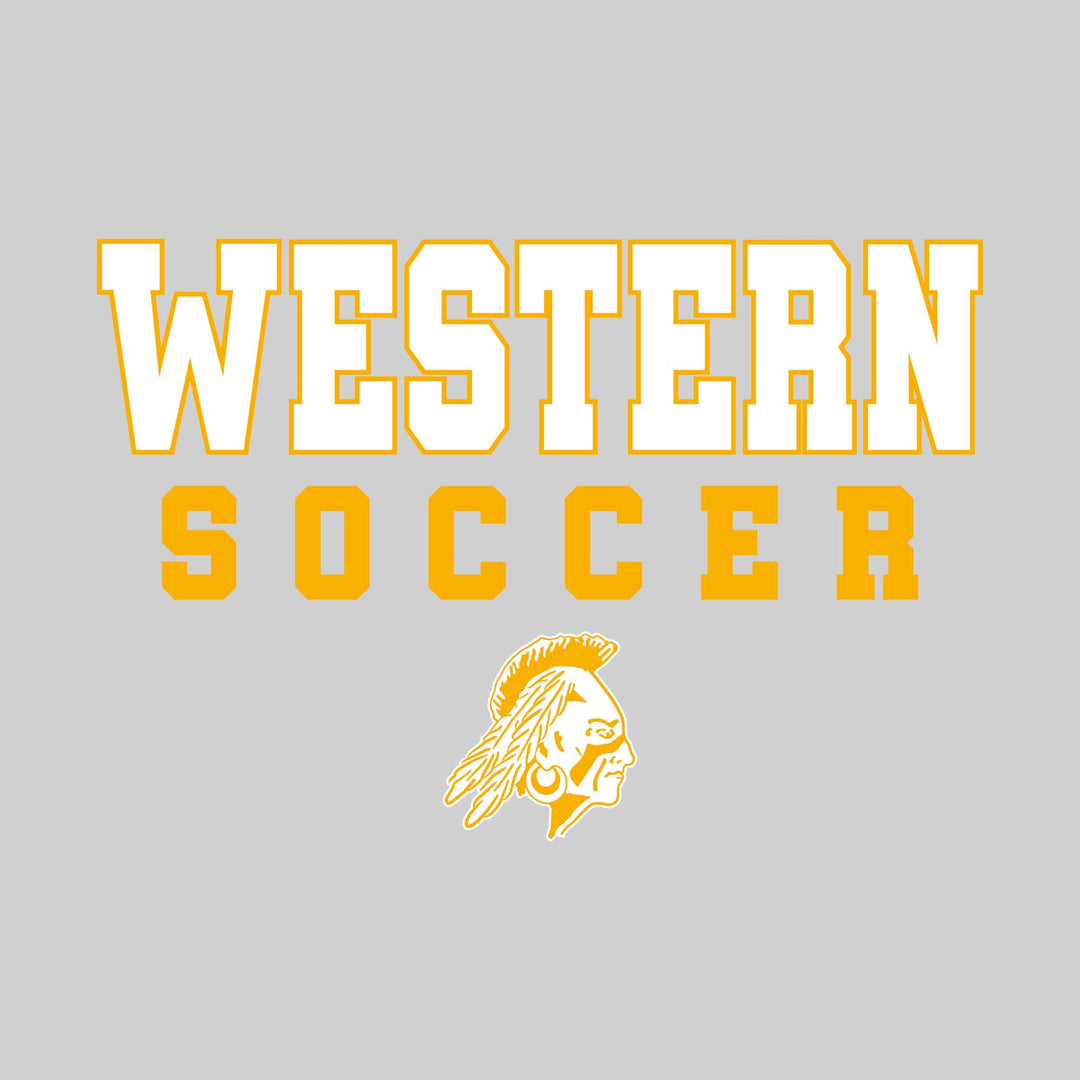 Western Warriors - Soccer - Outlined School Name with Soccer &amp; Mascot