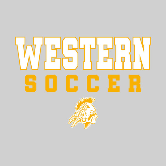 Western Warriors - Soccer - Outlined School Name with Soccer &amp; Mascot