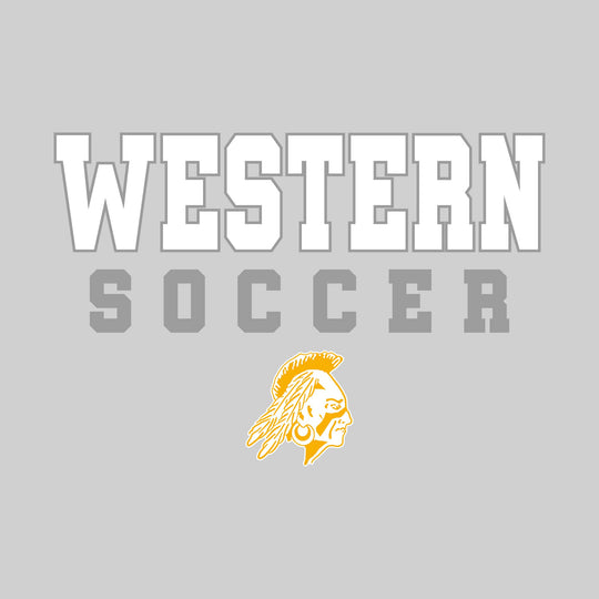 Western Warriors - Soccer - Outlined School Name with Soccer &amp; Mascot