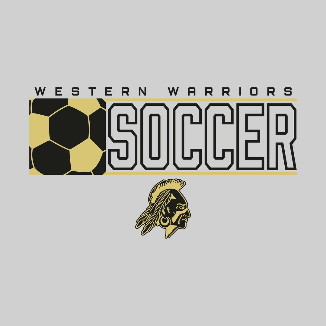 Western Warriors - Soccer - School Name with Squared Soccer Ball &amp; Mascot