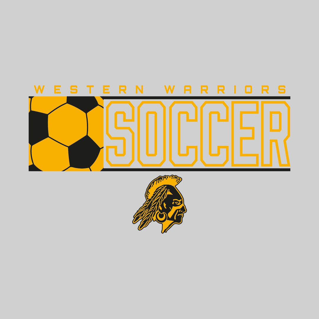 Western Warriors - Soccer - School Name with Squared Soccer Ball &amp; Mascot