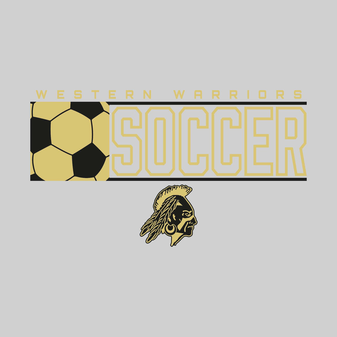 Western Warriors - Soccer - School Name with Squared Soccer Ball &amp; Mascot