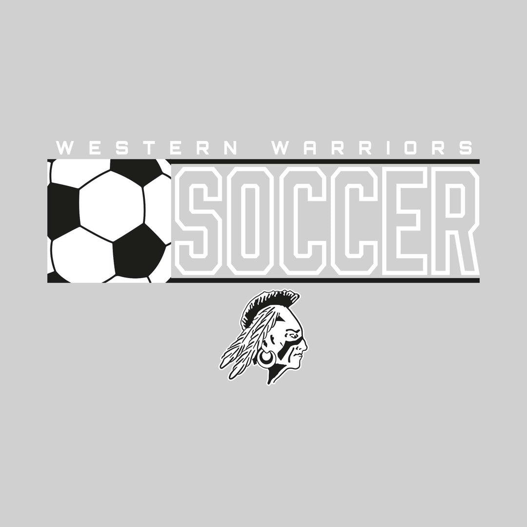 Western Warriors - Soccer - School Name with Squared Soccer Ball &amp; Mascot