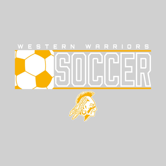 Western Warriors - Soccer - School Name with Squared Soccer Ball &amp; Mascot