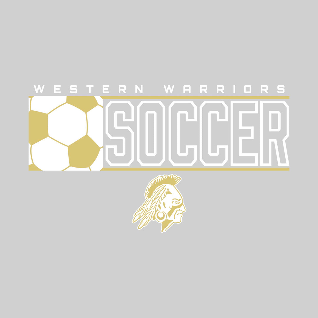 Western Warriors - Soccer - School Name with Squared Soccer Ball &amp; Mascot