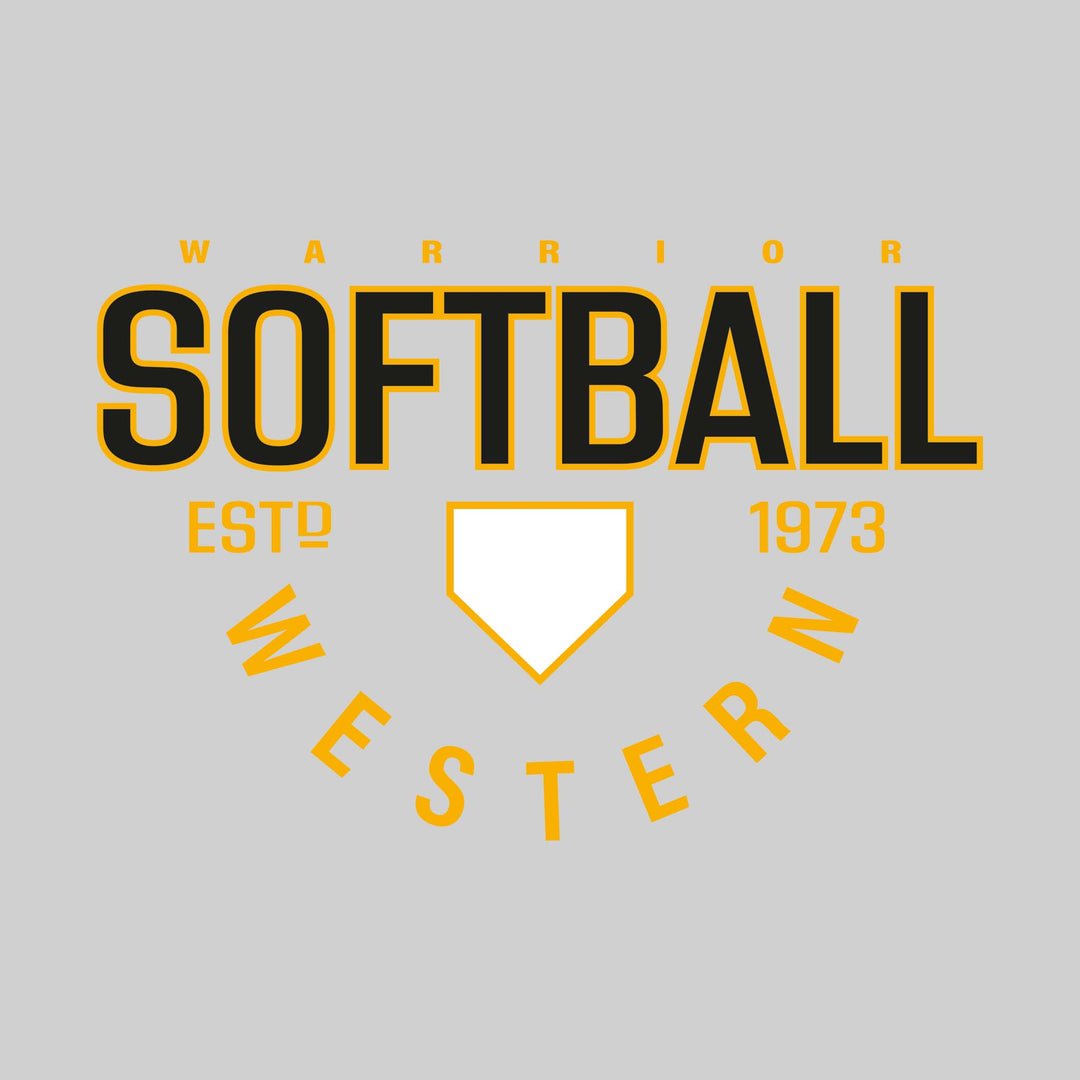 Western Warriors - Softball - Softball with Established Year and Arched School Name