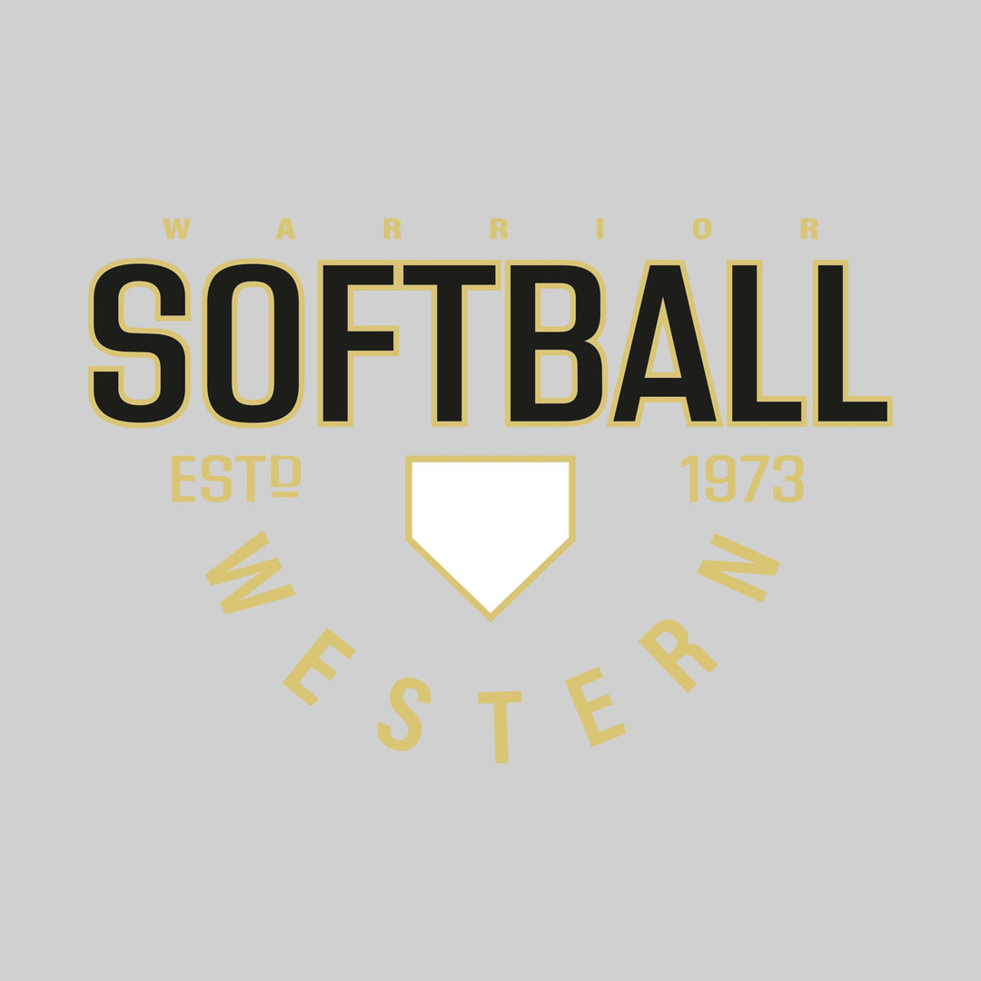 Western Warriors - Softball - Softball with Established Year and Arched School Name