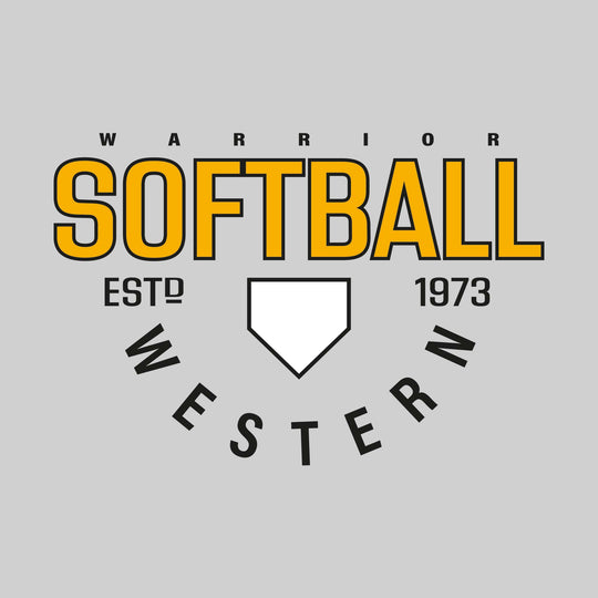 Western Warriors - Softball - Softball with Established Year and Arched School Name