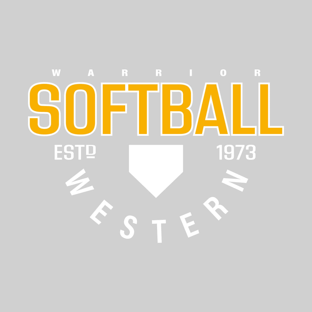 Western Warriors - Softball - Softball with Established Year and Arched School Name
