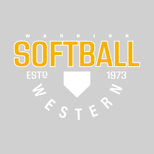 Western Warriors - Softball - Softball with Established Year and Arched School Name