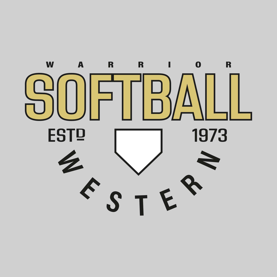 Western Warriors - Softball - Softball with Established Year and Arched School Name