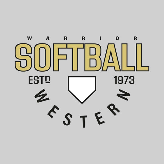 Western Warriors - Softball - Softball with Established Year and Arched School Name