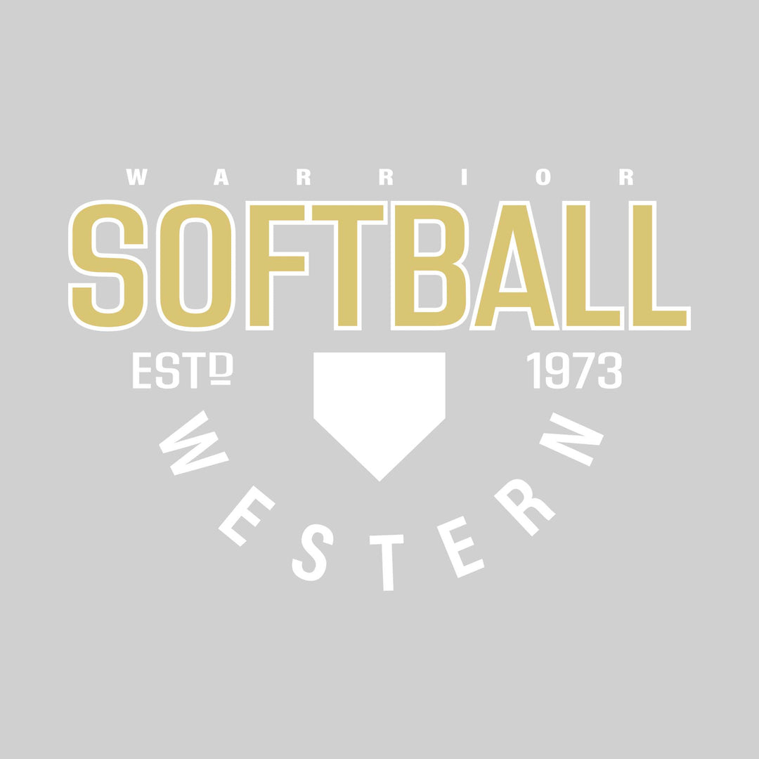 Western Warriors - Softball - Softball with Established Year and Arched School Name