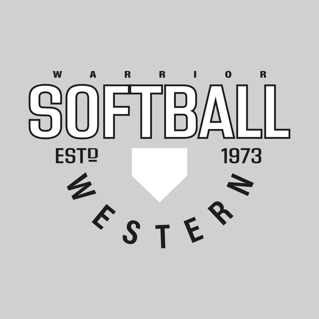Western Warriors - Softball - Softball with Established Year and Arched School Name