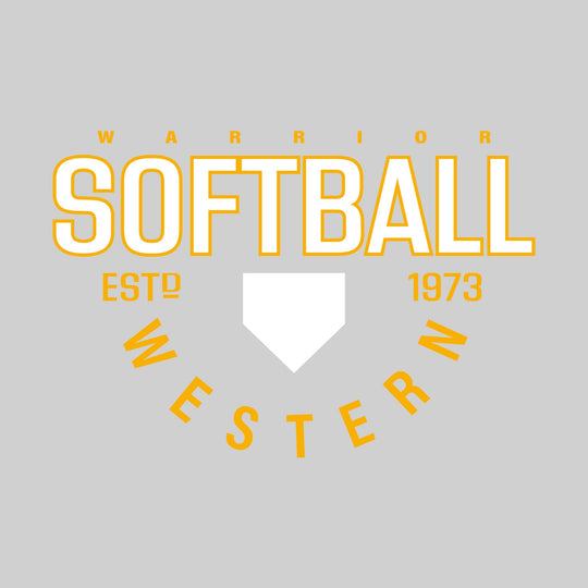 Western Warriors - Softball - Softball with Established Year and Arched School Name