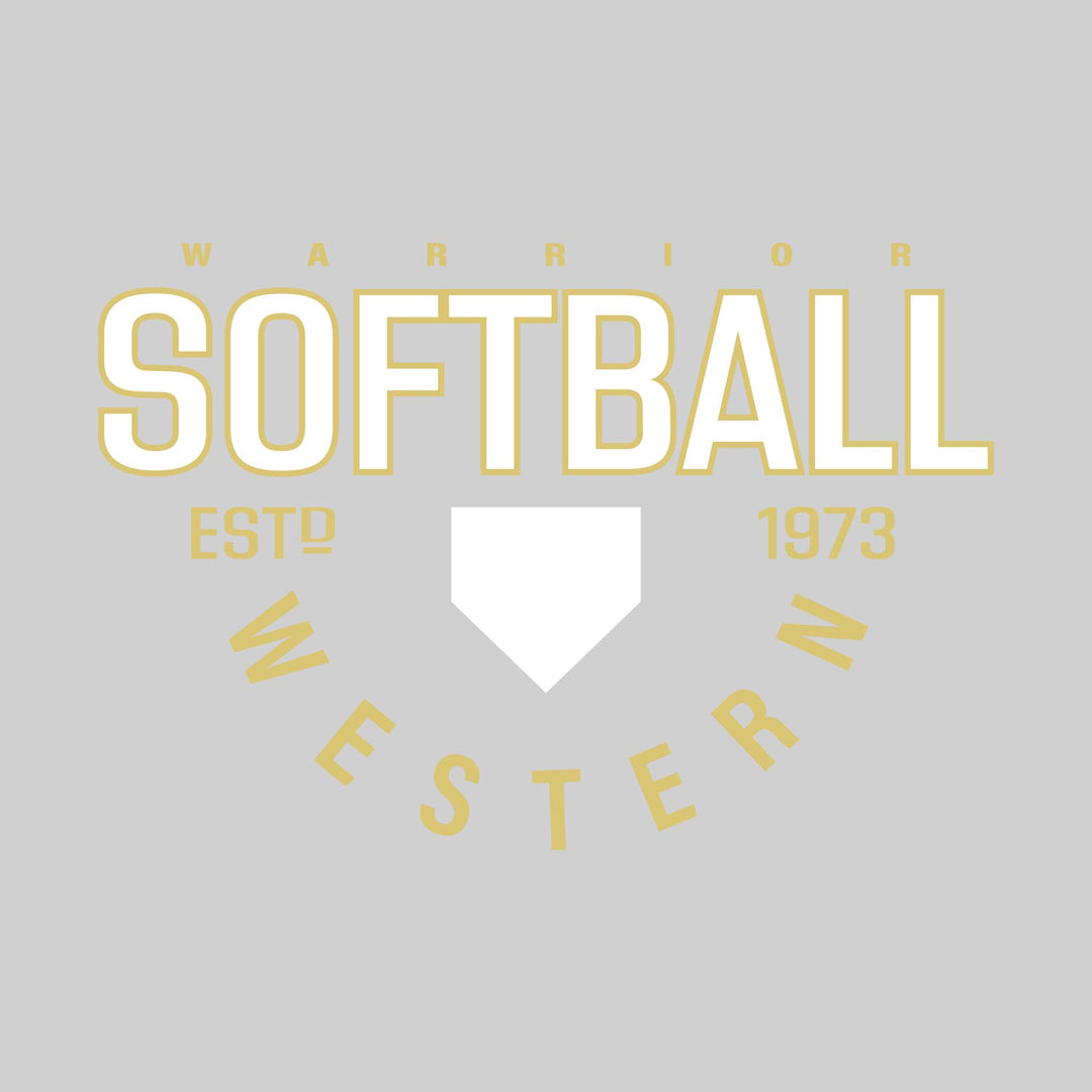 Western Warriors - Softball - Softball with Established Year and Arched School Name