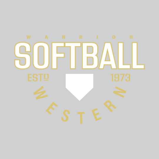 Western Warriors - Softball - Softball with Established Year and Arched School Name