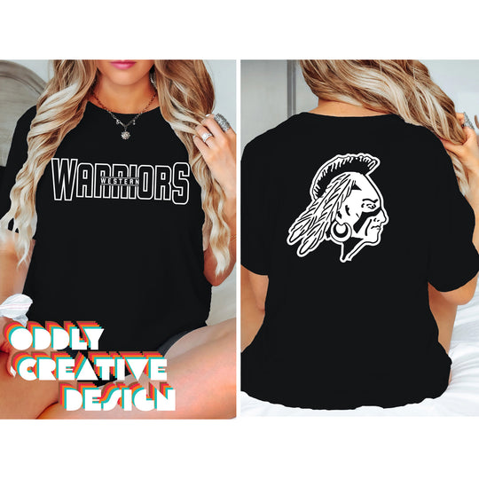 Western Warriors - Spirit Wear - Black & White - Mascot Name with Back Mascot