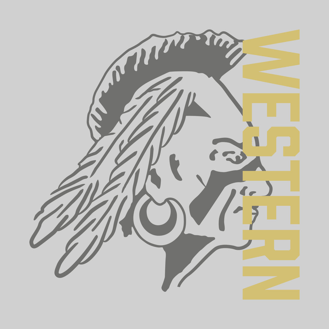 Western Warriors - Spirit Wear - Gray Mascot with Vertical School Name