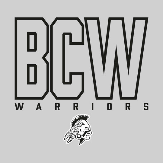 Western Warriors - Spirit Wear - Outlined School Acronym with Mascot Name &amp; Mascot