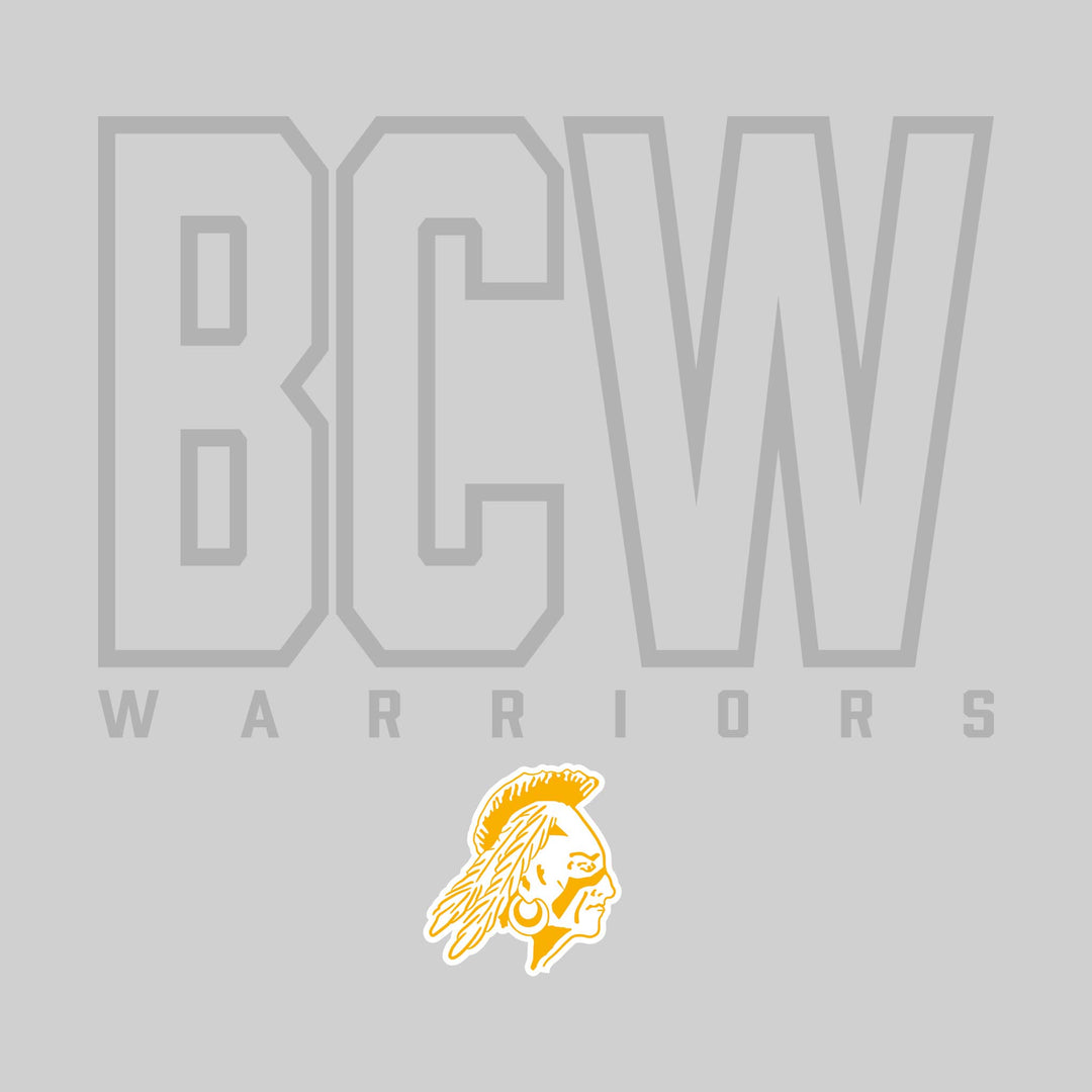 Western Warriors - Spirit Wear - Outlined School Acronym with Mascot Name &amp; Mascot