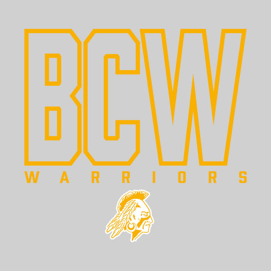 Western Warriors - Spirit Wear - Outlined School Acronym with Mascot Name &amp; Mascot