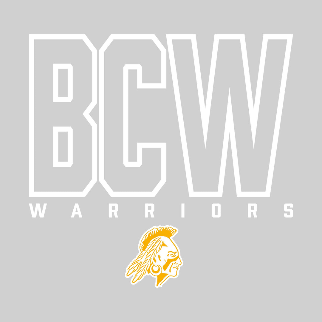 Western Warriors - Spirit Wear - Outlined School Acronym with Mascot Name &amp; Mascot
