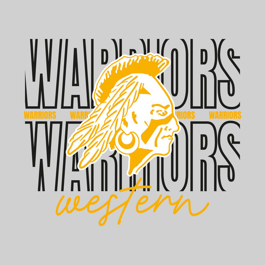 Western Warriors - Spirit Wear - Outlined Warriors with Cursive School Name