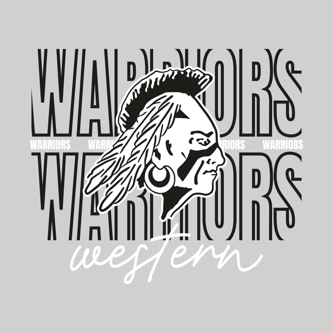 Western Warriors - Spirit Wear - Outlined Warriors with Cursive School Name