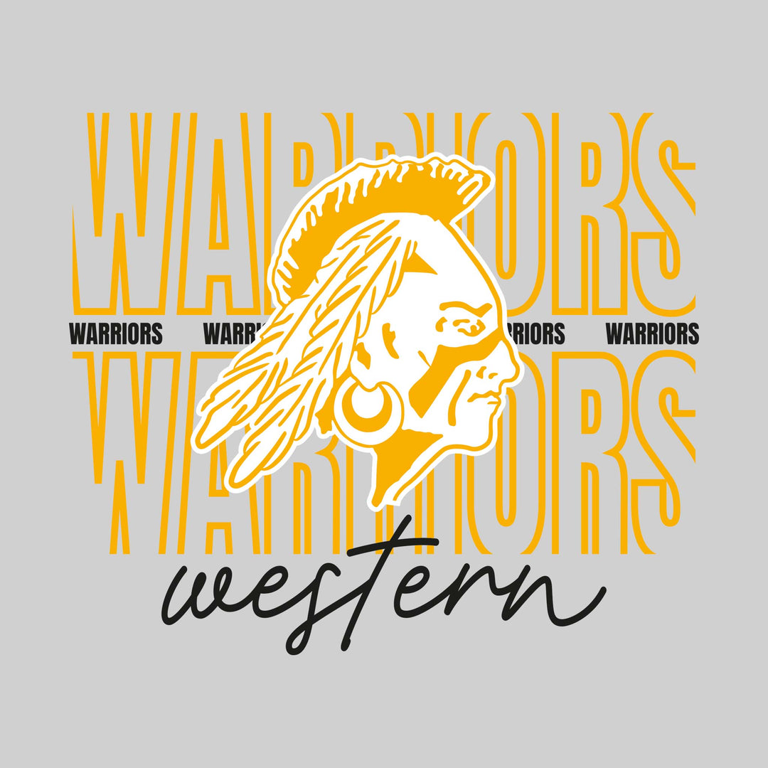 Western Warriors - Spirit Wear - Outlined Warriors with Cursive School Name