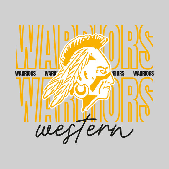 Western Warriors - Spirit Wear - Outlined Warriors with Cursive School Name