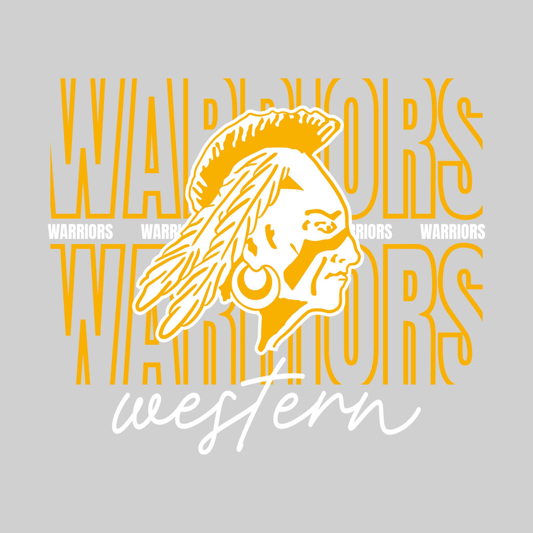 Western Warriors - Spirit Wear - Outlined Warriors with Cursive School Name