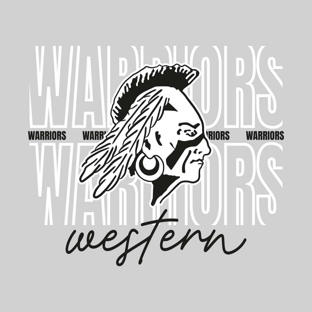 Western Warriors - Spirit Wear - Outlined Warriors with Cursive School Name