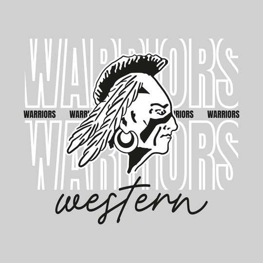 Western Warriors - Spirit Wear - Outlined Warriors with Cursive School Name