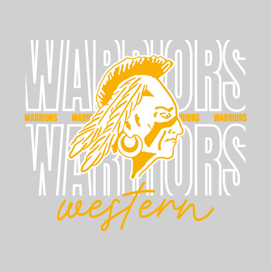 Western Warriors - Spirit Wear - Outlined Warriors with Cursive School Name