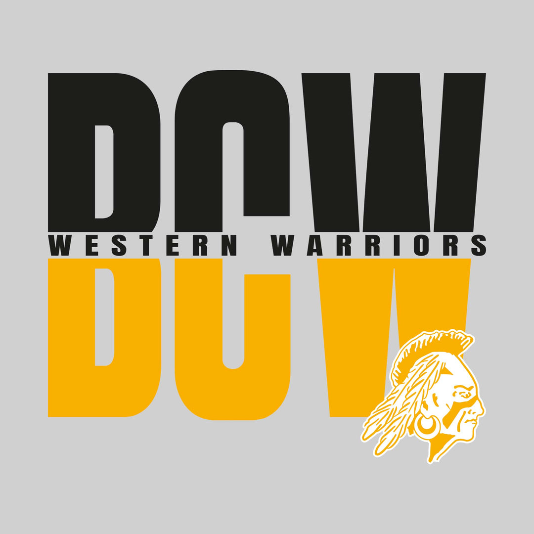 Western Warriors - Spirit Wear - Split-Color Oversized School Acronym with School Name