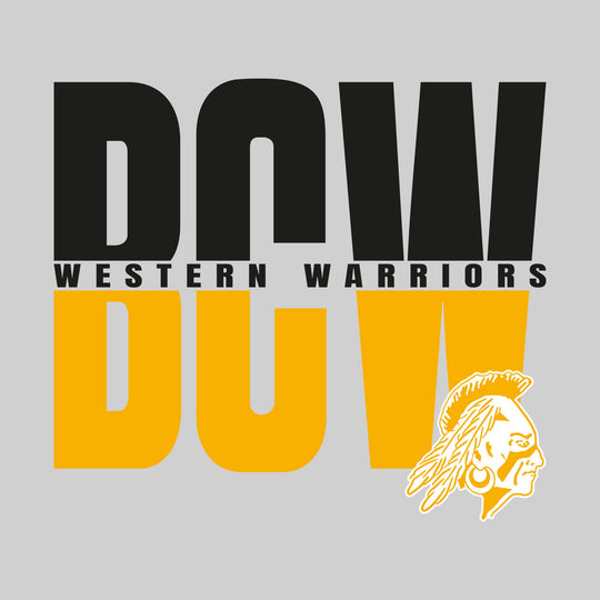 Western Warriors - Spirit Wear - Split-Color Oversized School Acronym with School Name