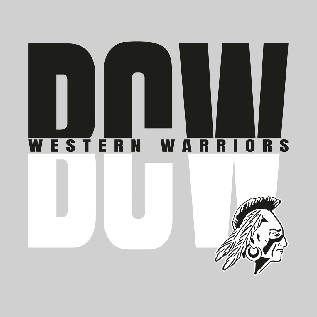 Western Warriors - Spirit Wear - Split-Color Oversized School Acronym with School Name