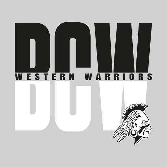 Western Warriors - Spirit Wear - Split-Color Oversized School Acronym with School Name