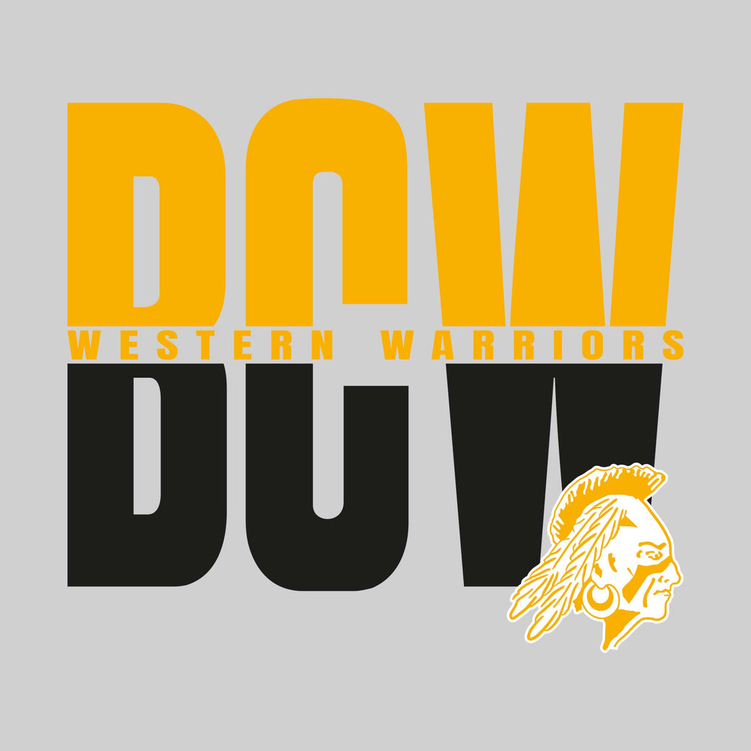 Western Warriors - Spirit Wear - Split-Color Oversized School Acronym with School Name