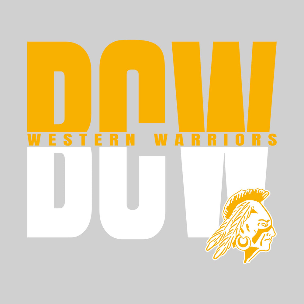 Western Warriors - Spirit Wear - Split-Color Oversized School Acronym with School Name